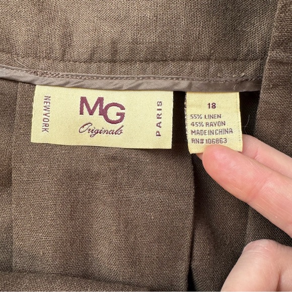 Vtg 90s NWT MG Originals Pleated A-line Linen Blend Brown Skirt Academia Size 18 - Picture 6 of 8